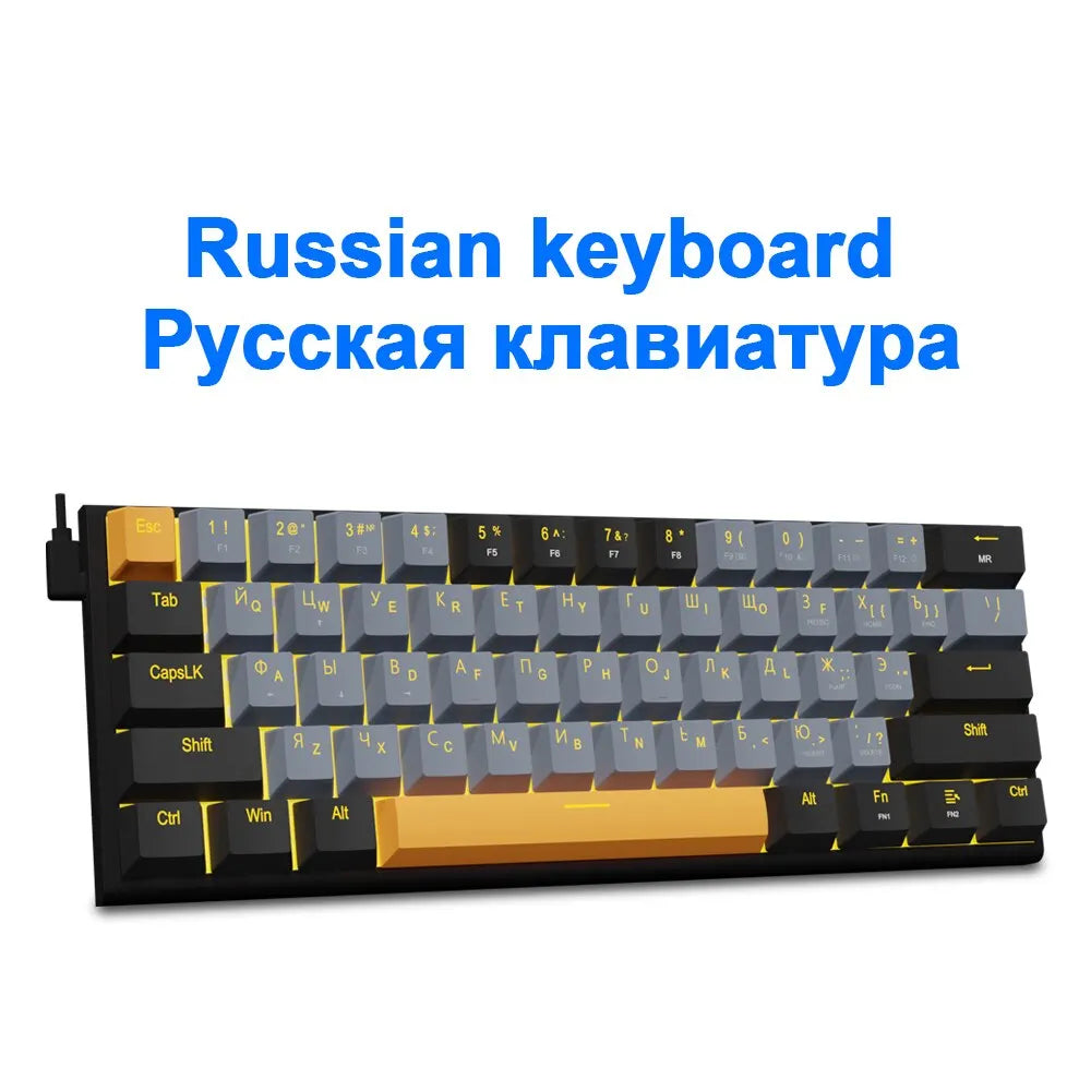 E-YOOSO Z11 USB Mechanical Gaming Wired Keyboard Red Switch 61 Keys Gamer Russian Brazilian Portuguese for Computer PC Laptop