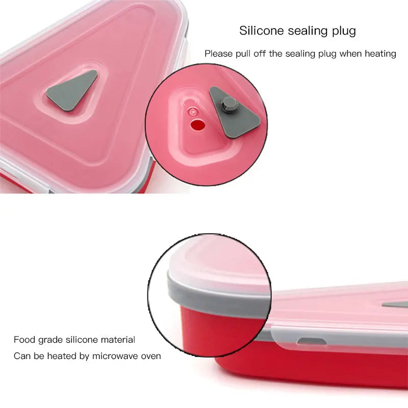 Food Grade Silicone Folding Pizza Box Reusable Triangle For Pizza Packing Box Take Away Box