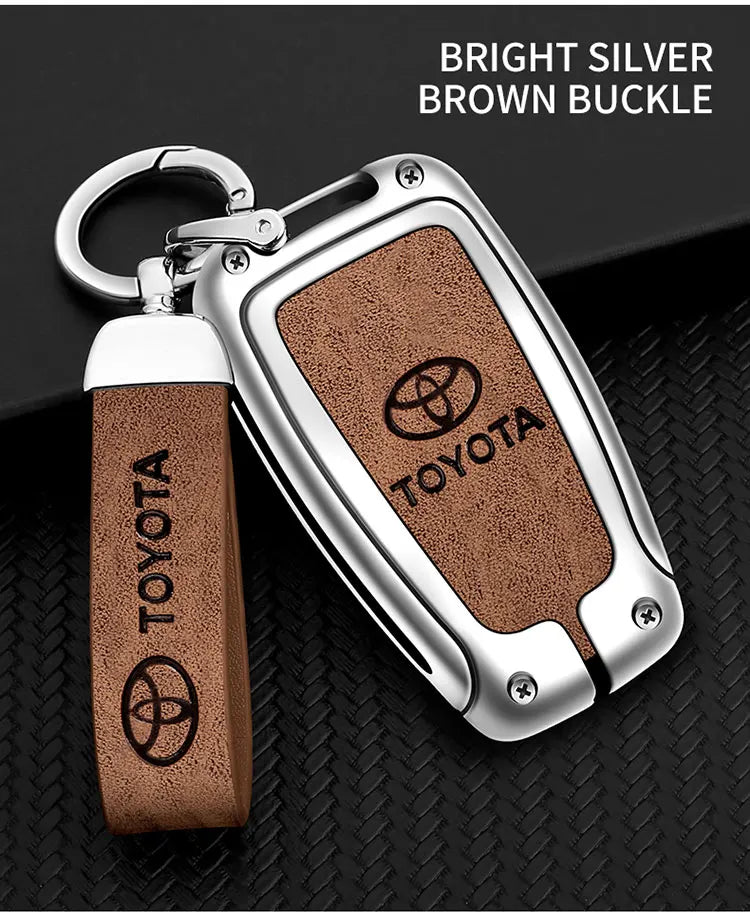 Zinc Alloy Leather Car Smart Remote Key Case Cover Shell For Toyota Corolla Prius Camry CHR C-HR RAV4 Altis Land Cruiser Prado