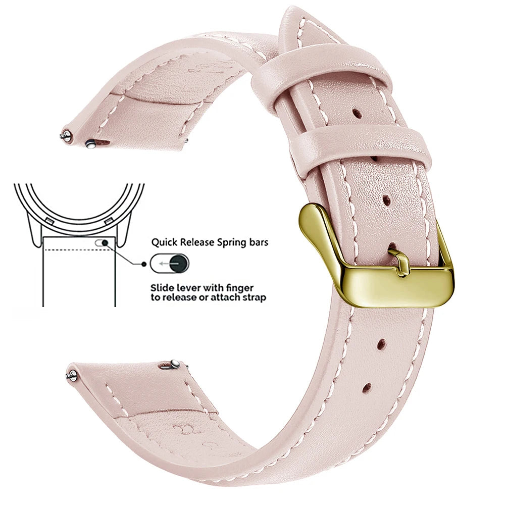 Top Grain Genuine Leather Watch Band, Quick Release 18mm/20mm/22mm Watch Straps, Fits Samsung Galaxy Watch, Garmin Huawei Watch