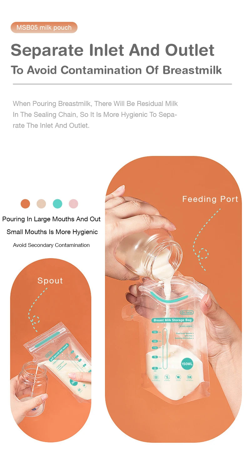 Dr.isla 100Pcs 150ML Breast Milk Storage Bag Disposable Small Capacity Frozen Milk Storage Bag BPA Free Safe Feeding Bags