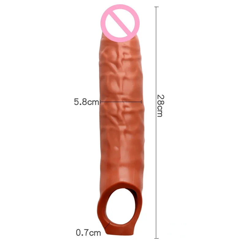 28cm Large Penis Sleeve Sex Toys for Men Penis Enlargement Extender Condom Penis Extension Adult Toys Delay Ejaculation Sex Shop