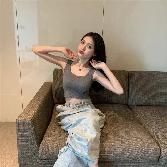 INS Fashion Crop Top T-shirt Women Casual Cropped Strap Basic Summer Clothes Tee Shirt Femme T shirt Tshirt Woman Tops Sexy