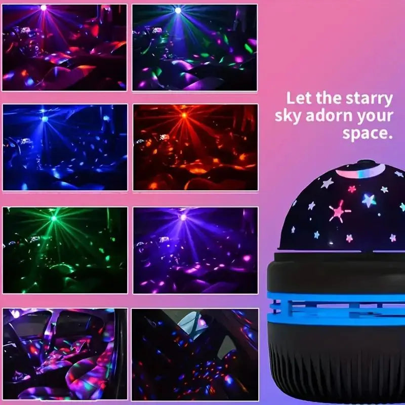 Colorful Starry Sky Party Lamp USB Christmas LED NightLights Auto Rotate Magic Ball Moon Galaxy Home Atmosphere Light Kids gifts