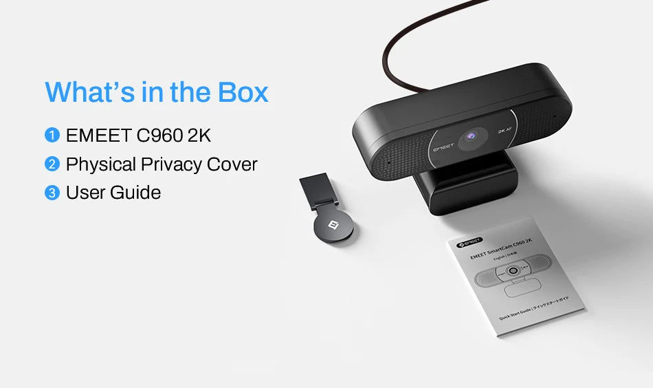 Webcam 2K Web Camera 1080P 60FPS Streaming Camera Autofocus EMEET C960 2K USB WebCam With Microphones for YouTube Desktop/Laptop