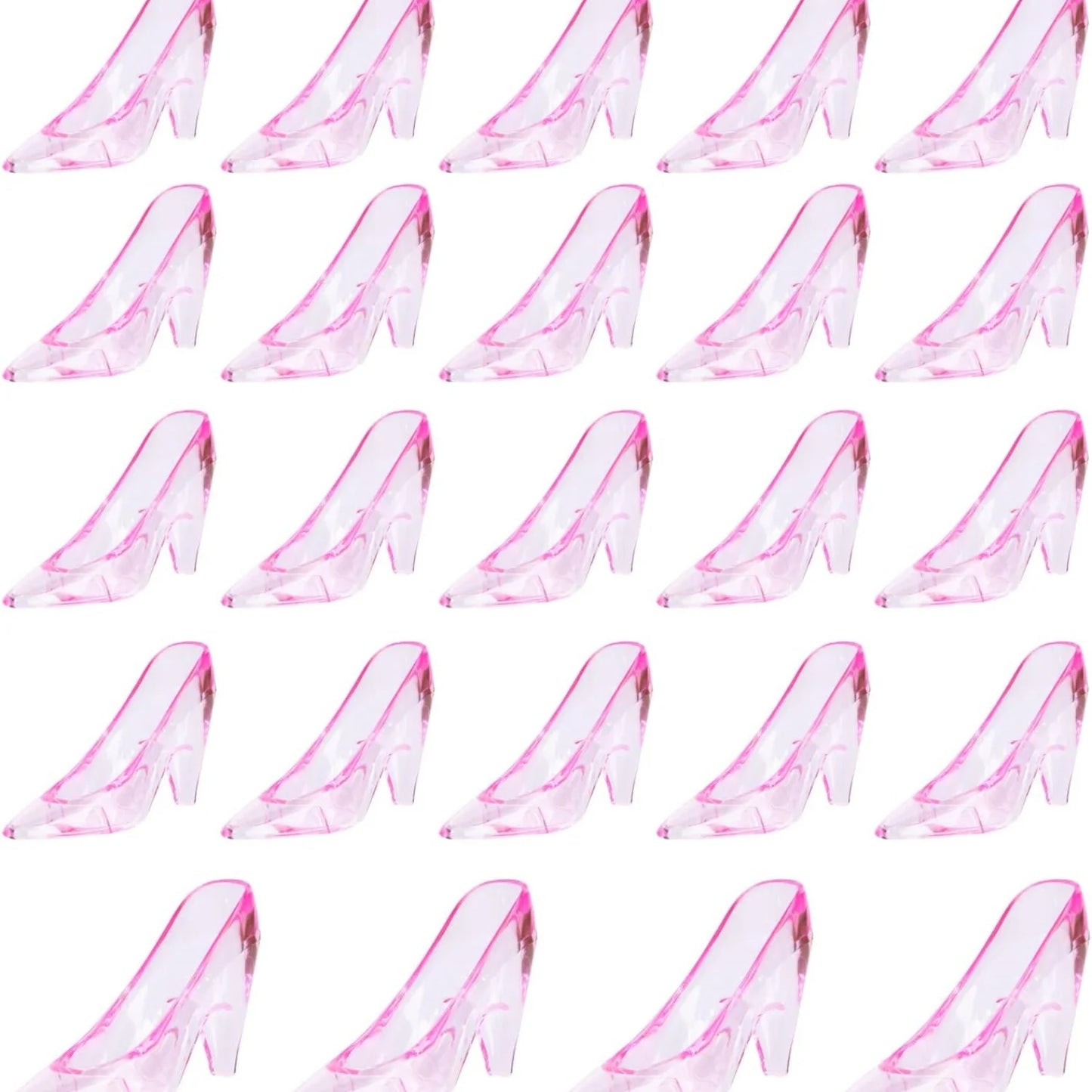 12PCS Mini Plastic Cinderella Slippers 3.5 Inch Glass Heels Princess for Wedding Birthday Party Table Candy Favors Decoration