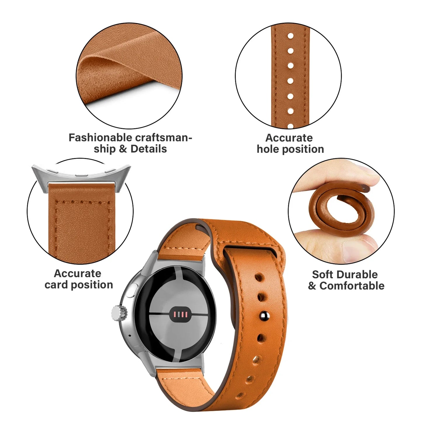leather strap For Google Pixel Watch1/2/3 45mm stylish and lightweight For Google Pixel Watch 41mm strap
