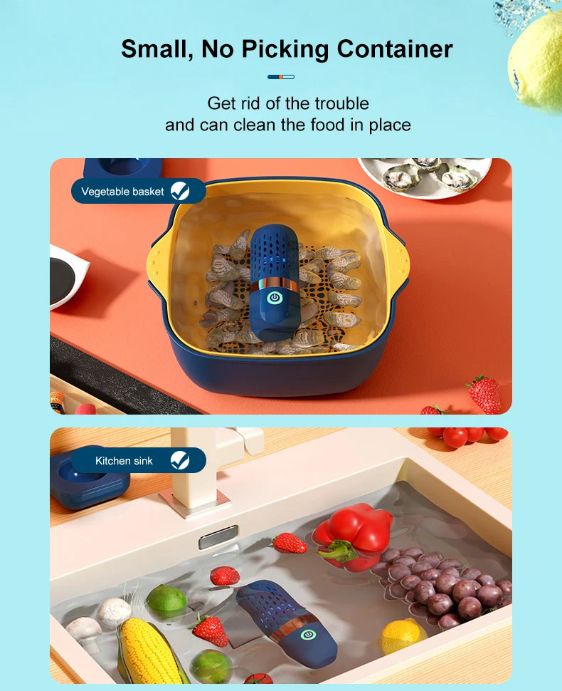 Fruit Vegetable Washing Machine Capsule Shape Wireless Food Purifier Household Pesticide Disinfection Vegetables Cleaner Machine
