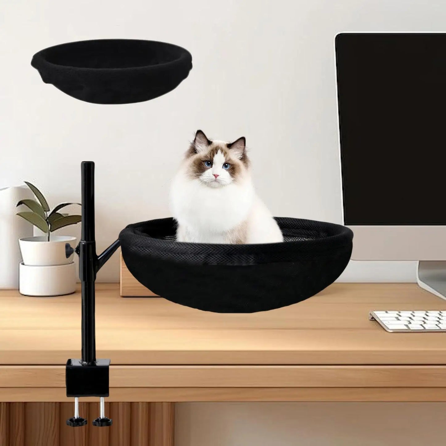 Cat Bed Desk Clamp Breathable with Pet Mat for Furniture Living Room Office
