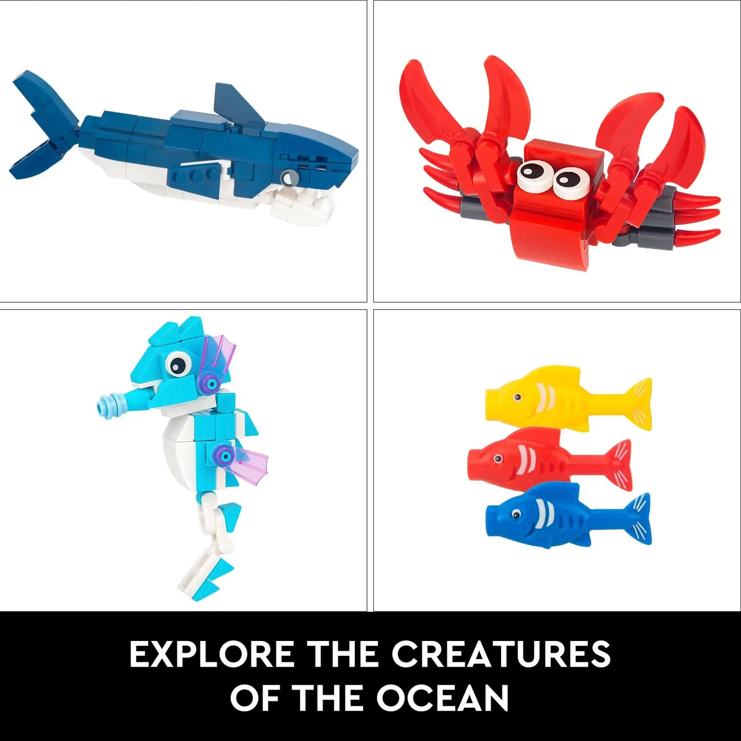 Idea Fish Tank Building Block Set with Light，Aquarium, Marine Life, Jellyfish And Turtle Ecological Tank, Toys For Boys And Girl