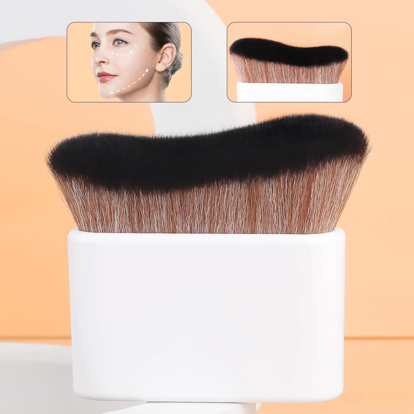 Foundation Brush, 1pcs Plastic Creative	wave Fit Perfectly Cosmetic Brush	at home or On-the-Go