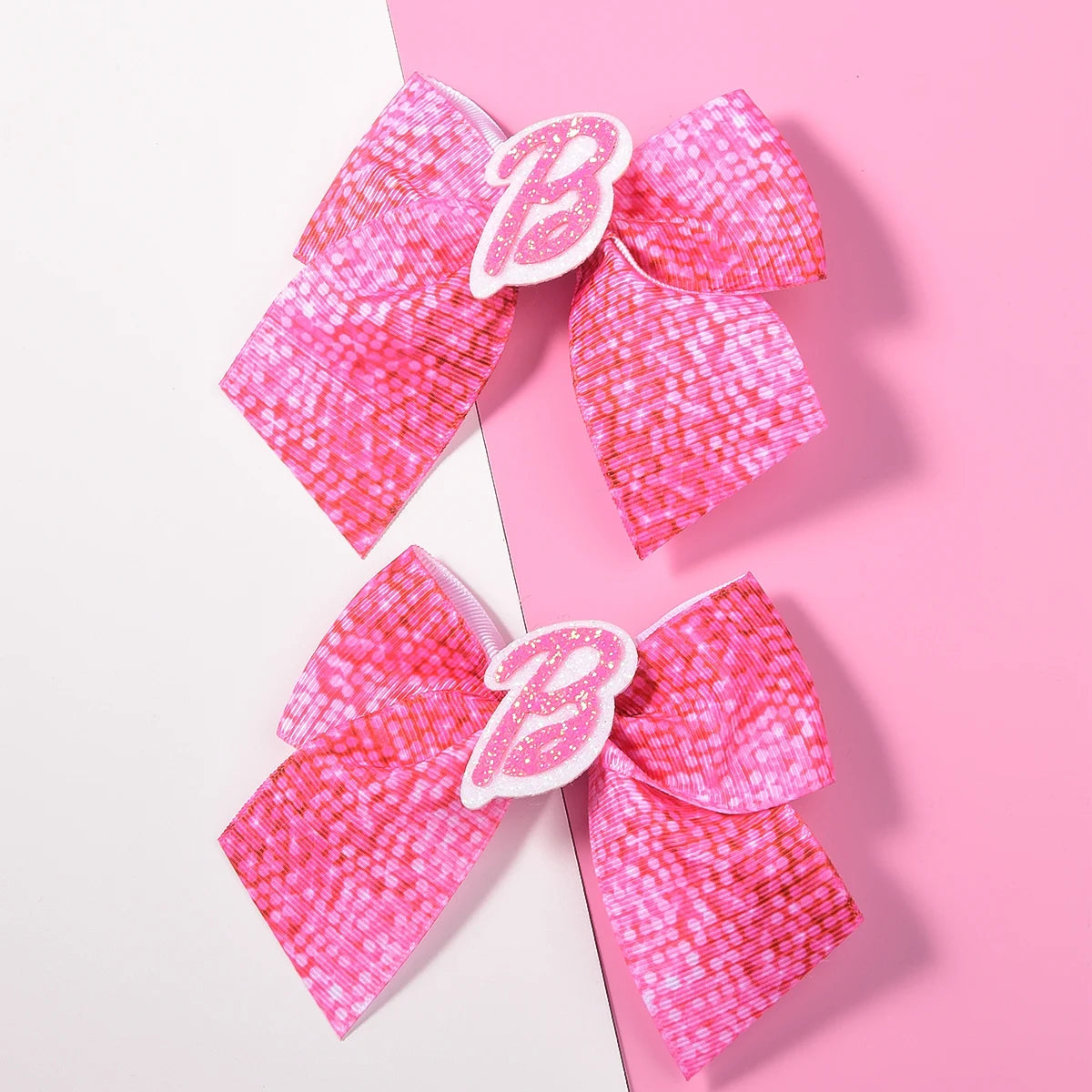 2 women's pink thread webbing with green onion powder lettering two ear clip Fashion personality cheapest items available girl m
