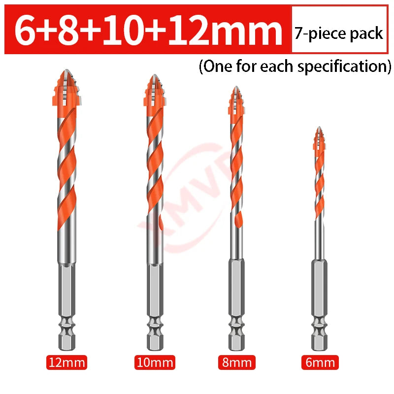 Four-edge serrated drill, eccentric drill bit, high-hardness tile and concrete drilling Super hard electric drill dry drilling