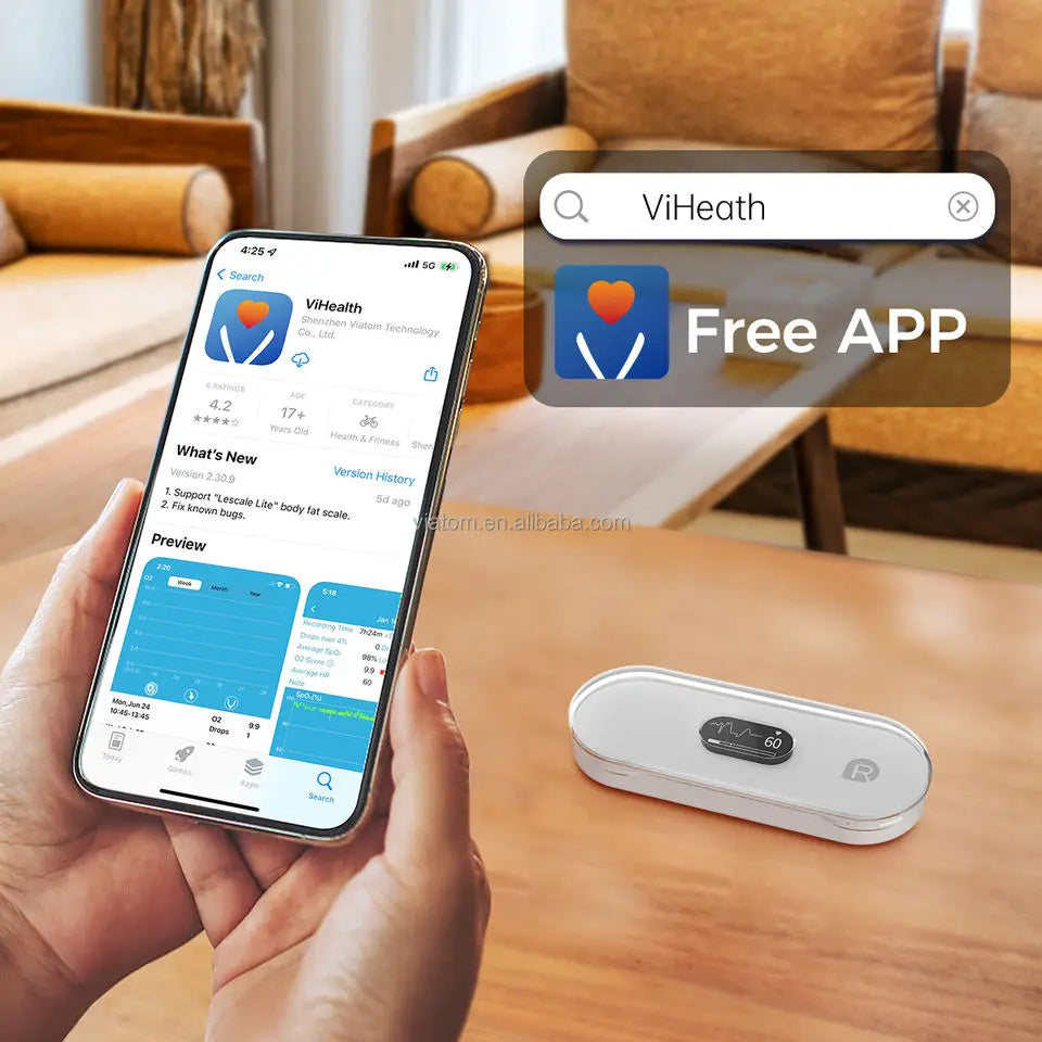 Pocket ECG Monitoring Device with OLED Screen Bluetooth EKG Monitor for Rhythm Waveform, Free APP AI Analyze with iOS/Android