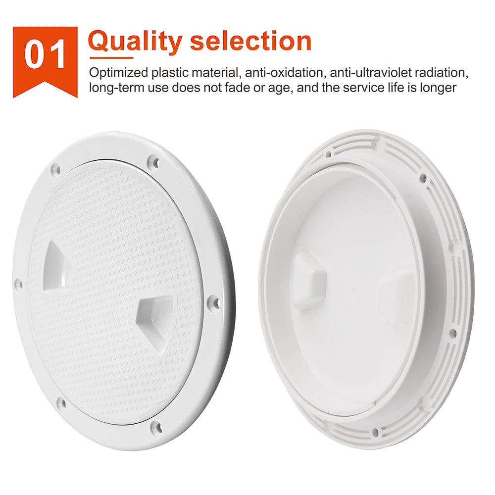 4 6 8inch ABS Hatch Cover Round Deck Inspection Access Plastic White Black Boat Screw Out Deck Inspection Plate For Yacht Marine
