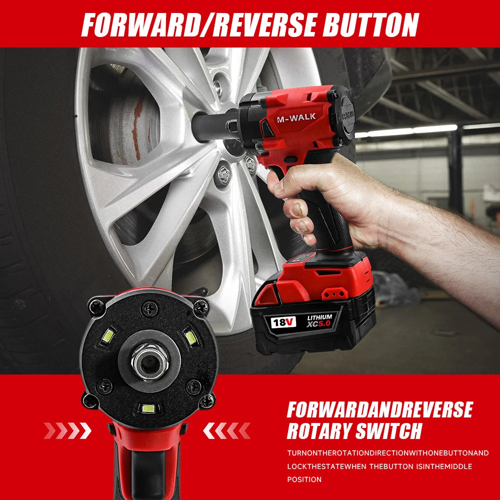 Foiki 18V Cordless Brushless Electric Wrench 300N.m Disassembly Wrench Nut Car Maintenance Electric Tools Fit Milwaukee Battery