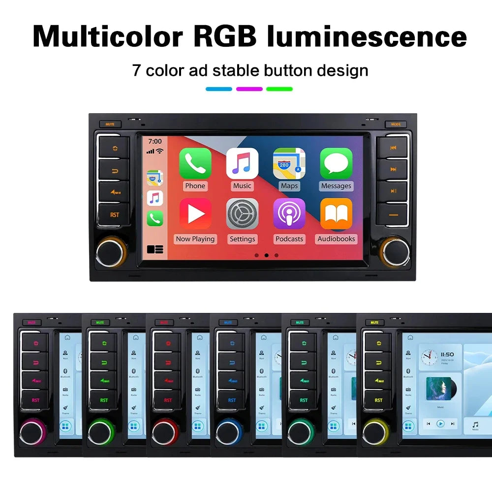 LELV 7" Android 13 Touch Screen Car Radio For Volkswagen VW Touareg Multivan T5 Transporte 2004-2011 Multimedia Player Carplay