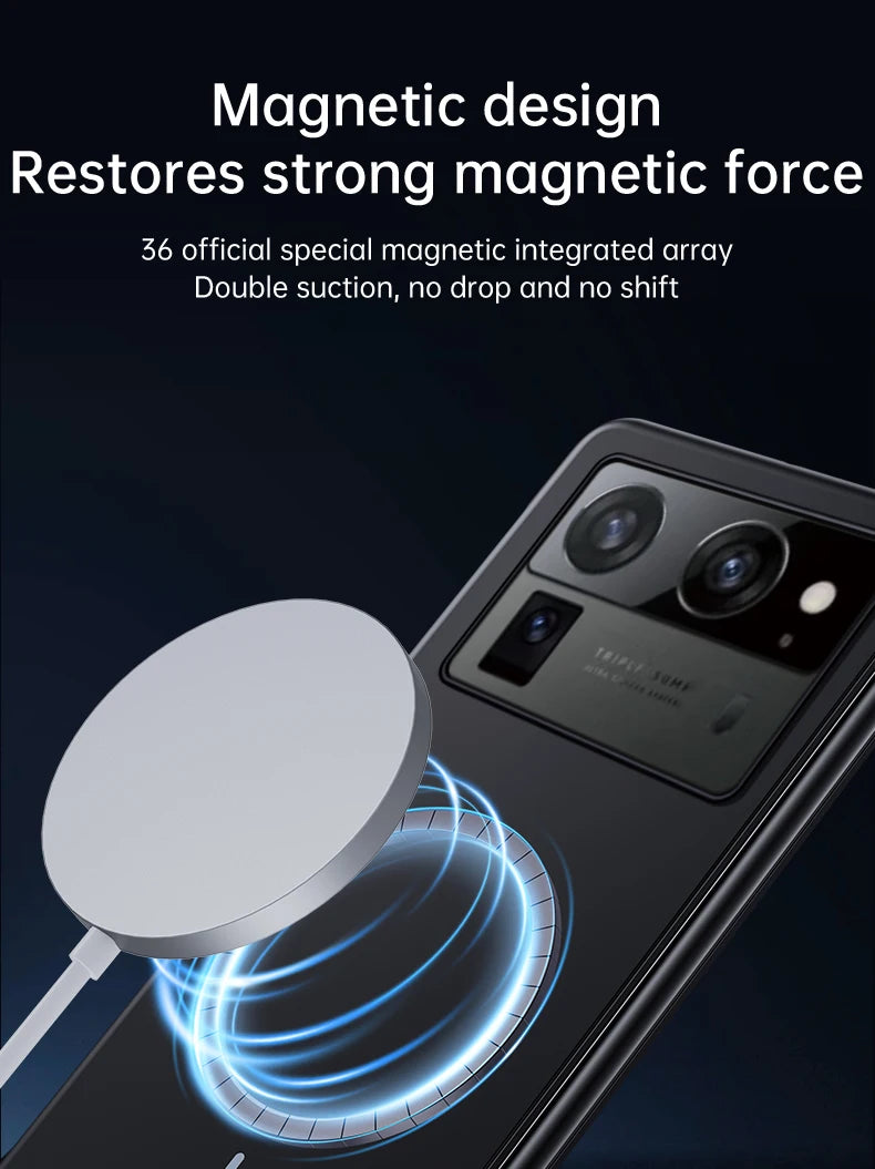 For Magsafe Ultra Thin Frameless Case For Tecno Phantom V Fold2 V Fold Frosted Wireless Charging Hard PC Shockproof Back Cover