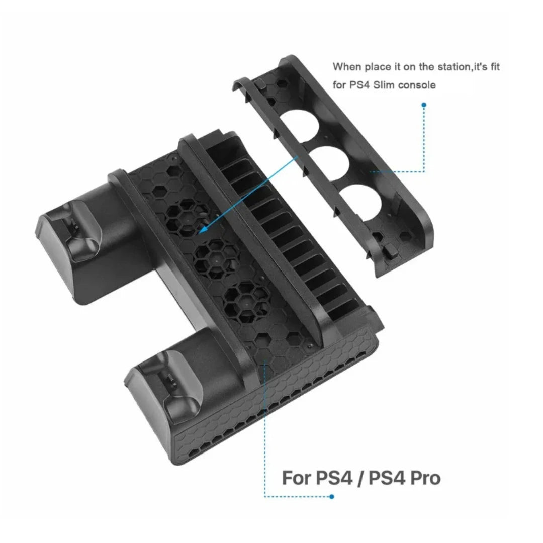 Cooling Stand For PS4 Slim Pro With Controller Charging Station Handle Charger Dock With Discs Slot Game Card For PlayStation 4