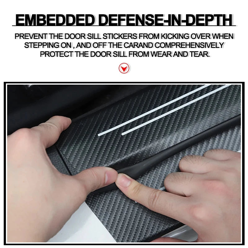 Car Threshold Strip Carbon Fiber Sticker Car Door Sill Protector Accessories For Mitsubishi ASX Lancer EVO Pajero Outlander L200