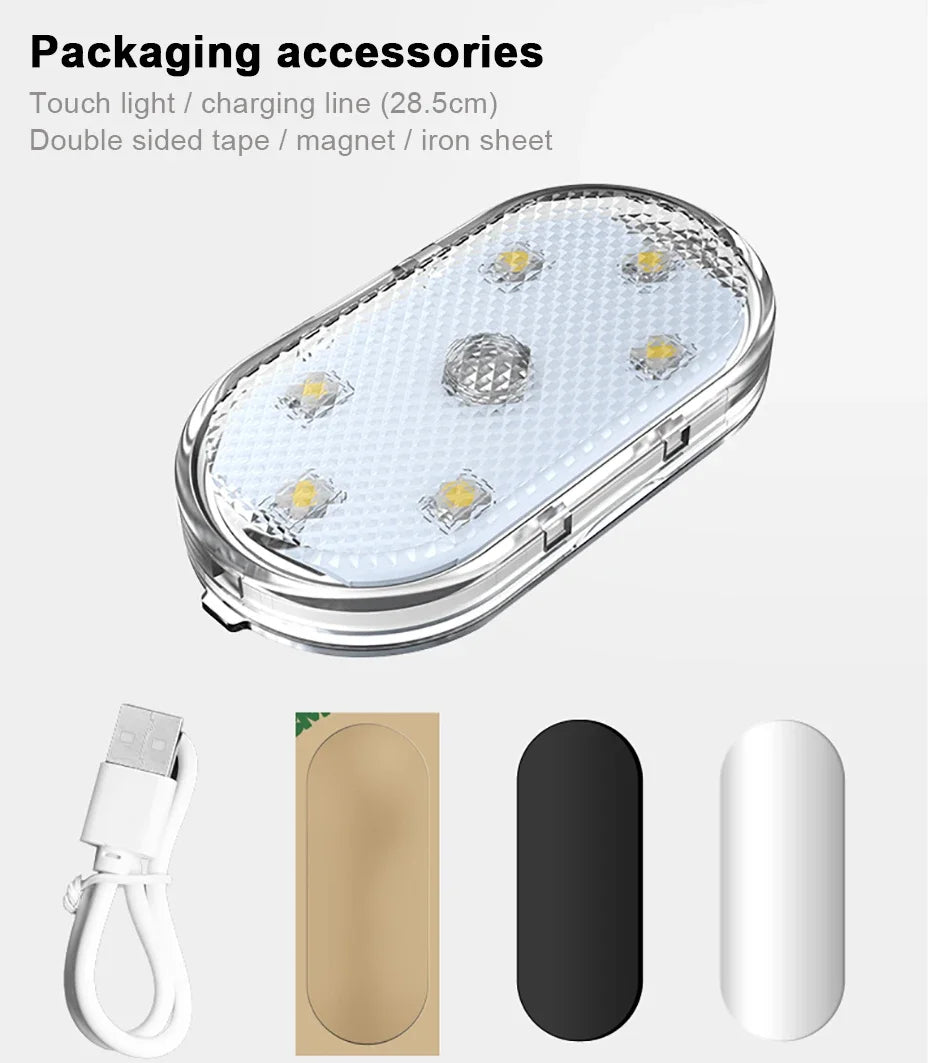 Car RGB Interior LED Small Light USB Rechargeable Magnetic LED Touch Interior Reading Light For Armrest Box Storage Box Lights
