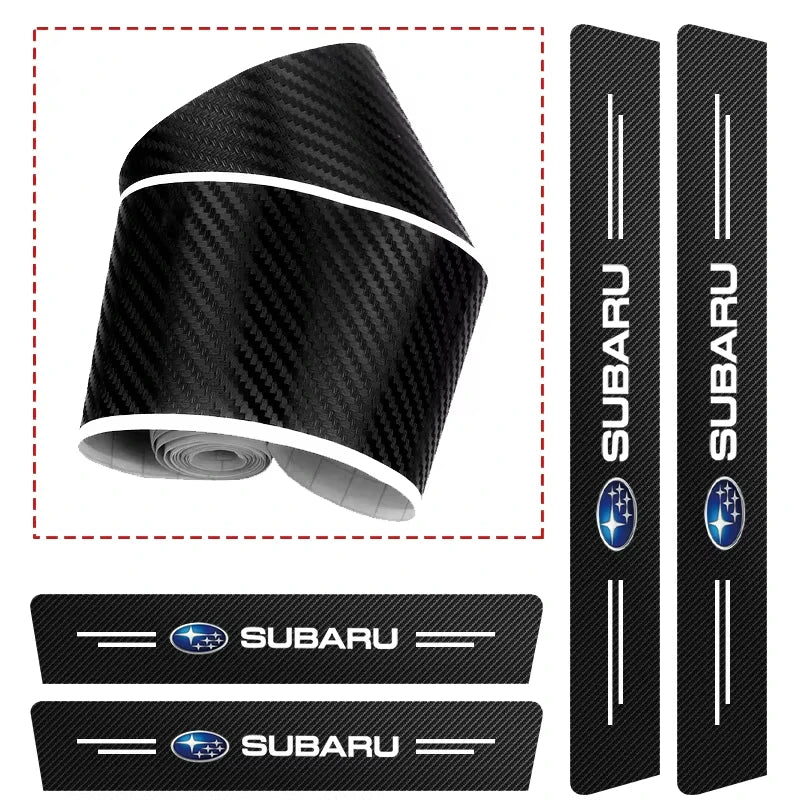 1/4/5Pcs Car Door Sill Scuff Plate Decor Carbon Fiber Stickers For Subaru Crosstrek Legacy Forester Outback Impreza Levorg Smart