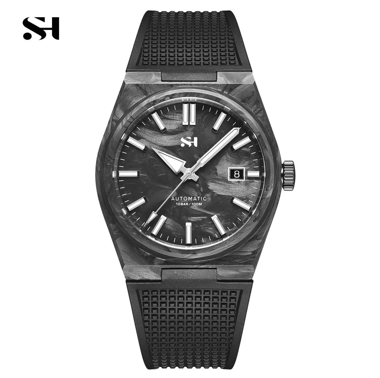 2024 New 40mm Carbon Automatic Watch Luxury 100m Waterproof Diver Watches PT5000 Diver Men Watch