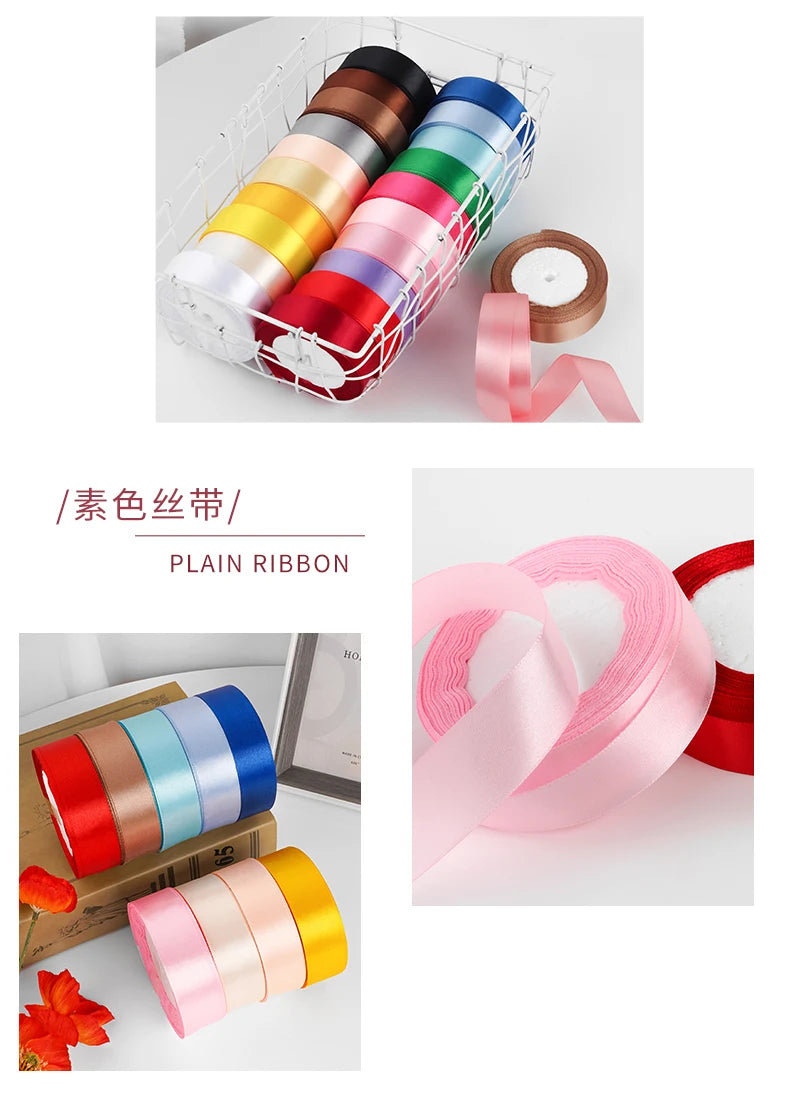 25yards/roll 1inch Satin Ribbon DIY Handmade Crafts Gift Box Flower Cake Decoration Wedding Birthday Party Festival Supplies