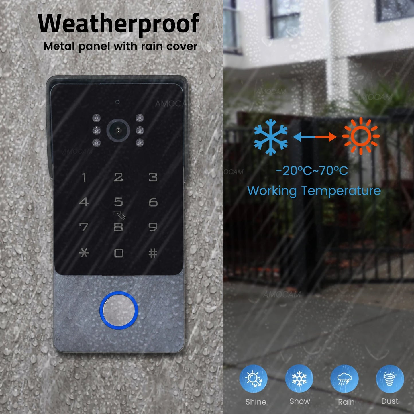2 Wires Video Intercom System, 7“ Wireless WIFI Monitor 1080P Doorphone Camera Video Doorbell Code Password IC Card Tuya Unlock