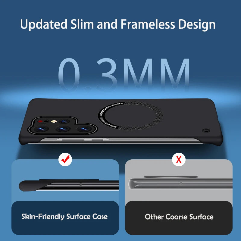 Ultra Slim Magnetic Frameless Solid Color Phone Case for Samsung S26 S25 FE Edge S24 S23 S22 S21 FE Plus Ultra Magsafe Cover