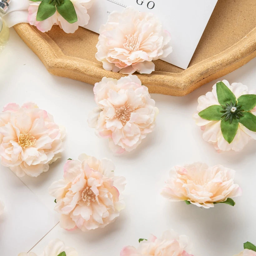 5/10pcs Artificial Flower Silk Peony Scrapbook Diy Home Vase Christmas Wreath Wedding Wall Decoration Garden Arch Accessories