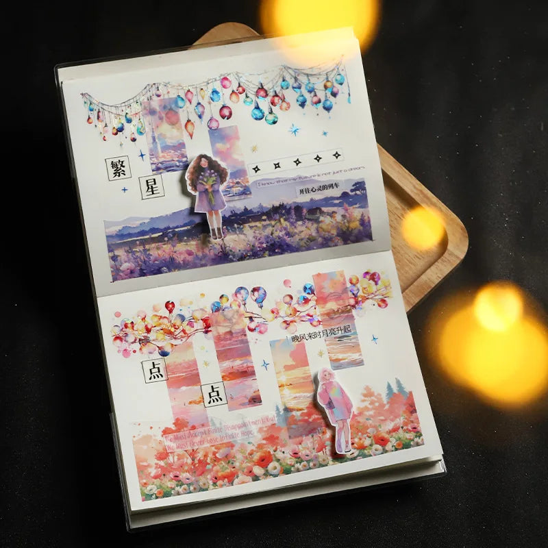 TIAN ZI 200 cm/ Roll lamplight PET Tape Cute Literary INS Style Journal Handbook Tapes Creative DIY Dairy Collage Stationery
