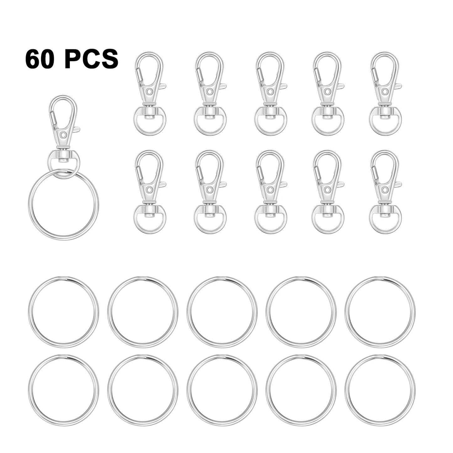 25/40/56PCS Metal Snap Hooks Buckle Belt D Rings Keychain Tri-Glides Slide Center Bar For Bag Strap Belt Key Rings Leather Strap