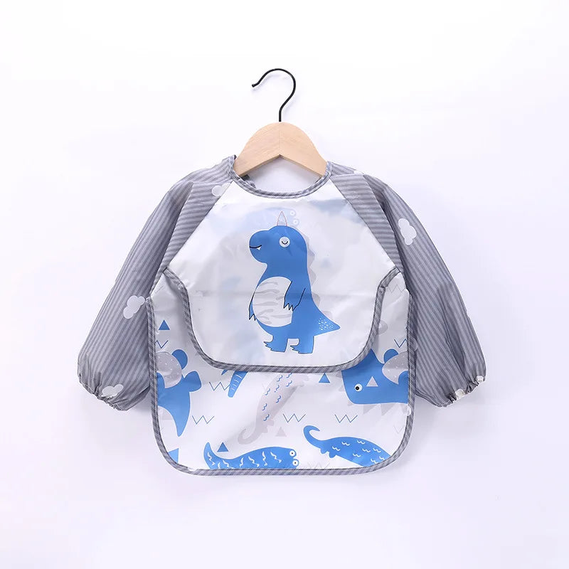 Baby Long Sleeve Scarf Waterproof Toddler Art Smock Feeding Bib Apron Pocket Infant Boys Girls Burp Cloth Banana Bibs for1-3Year