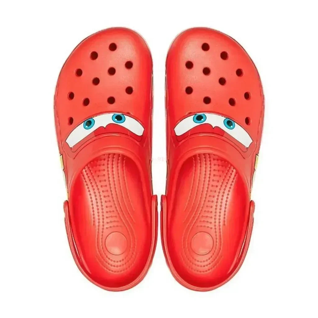 Disney New Lightning Mcqueen Pixar Cartoon Solid Waterproof Slippers Beach Shoes Sandals Casual Breathable Ankle-Wrap Shoes Gift