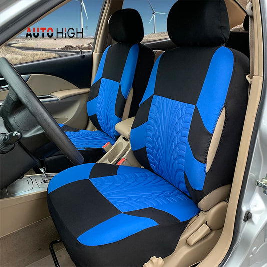 AUTO HIGH Embroidery Car Seat Covers Polyester Universal Fit Most Cars Truck SUV Van Protector - Front Pair