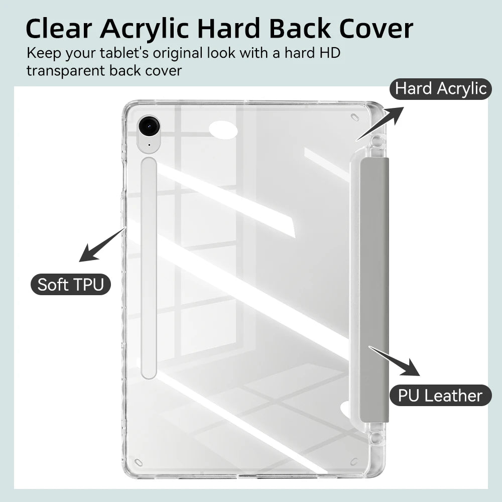 Clear Case for Samsung Galaxy Tab S9 11 S9 FE A9 8.7 inch A9 Plus S10 FE S9 Plus S10 Plus 12.4 Y-shaped Casing with Pencil Holde