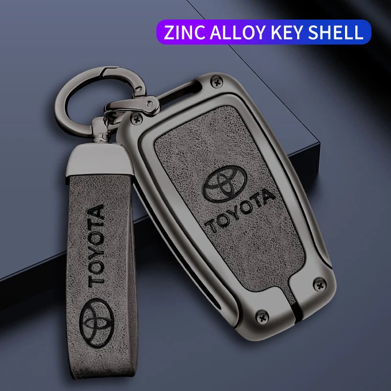 Zinc Alloy Leather Car Smart Remote Key Case Cover Shell For Toyota Corolla Prius Camry CHR C-HR RAV4 Altis Land Cruiser Prado