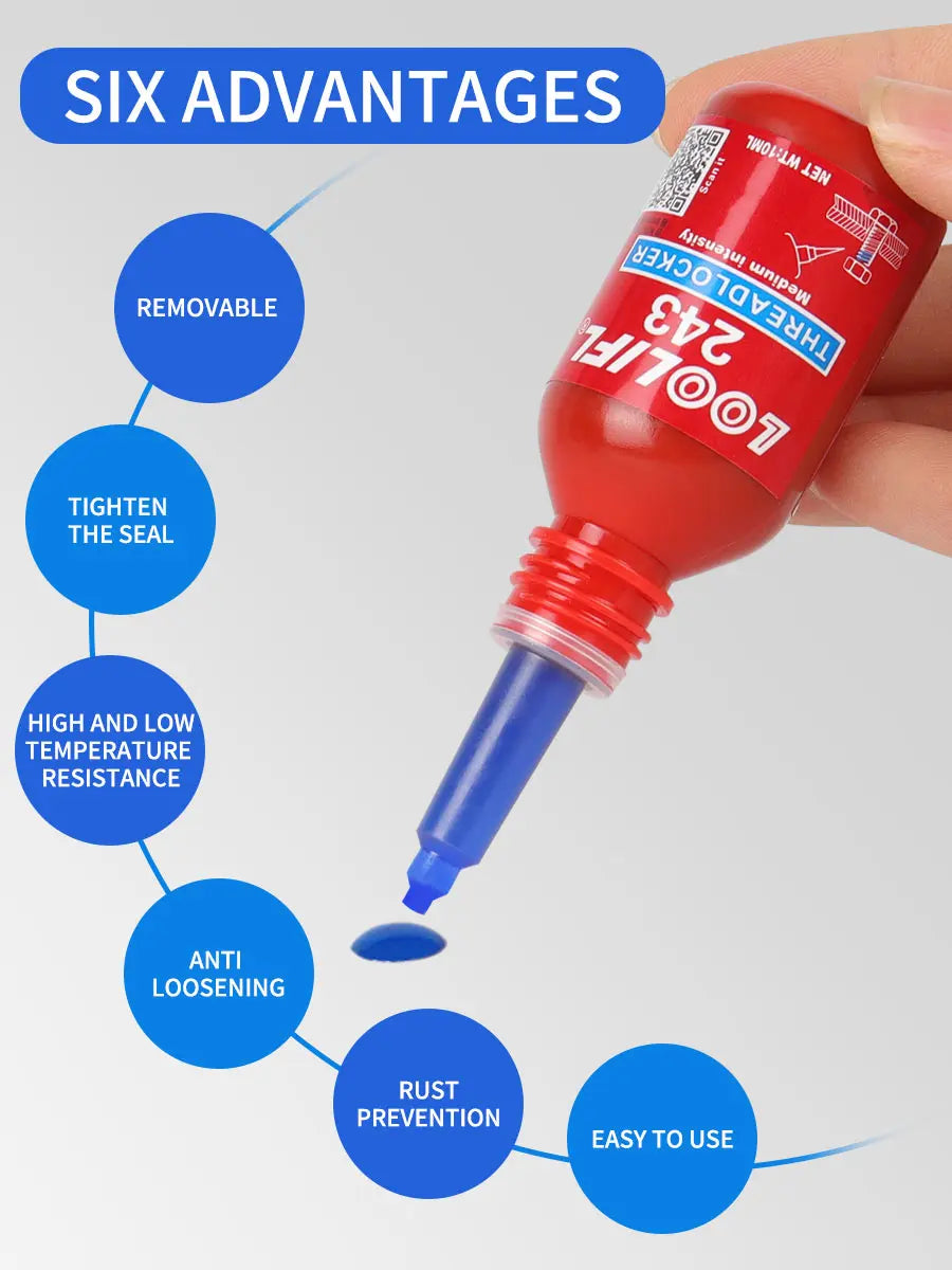 10ml LOOLIFL 243 Screw Adhesive 243 Anaerobic Glue Anti-loose Anti-slip sealingThread Locking Agent Anti-slip caulk sealers