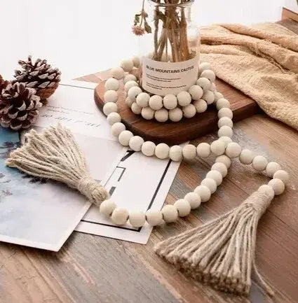 Decorative Bead Twine Tassel Strand, Log Colour Boho Decorative Wall Decor, Home Decor Craft Ornament, Gothic Style, for Prayer