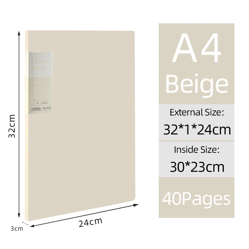 KOBEST 20/30/40/60 Pages A4 Side Transparent Thickening Folder High Quality Multi-layer File Cover Office School Supplies