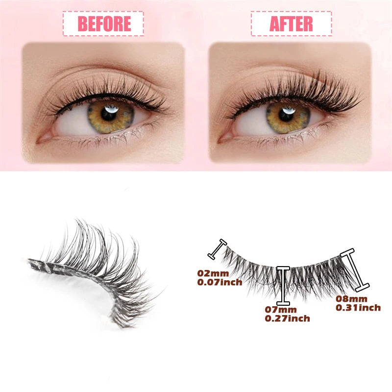 3/5/10Pairs Half False Lashes Natural Short 3D Cat Fake Mink Eyelashes Extension Winged Fluffy Wispy Faux Cils Clear Band Makeup