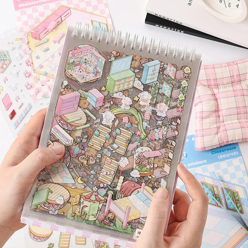 20Sences in Book 2.5D Landscape Sticker Album Cartoon Scene DIY Toy Game Festival Birthday Present Gift Box for Kid Girl Child