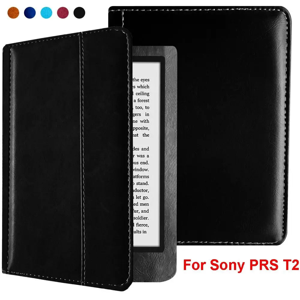 Magnetic E-Reader Case Premium Leather Anti-fall Back Cover Shockproof Soft Protective Shell for Sony PRS T2
