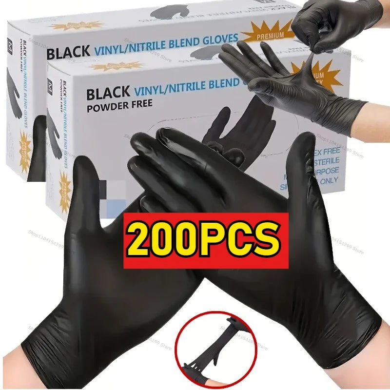 Black Disposable Nitrile Gloves Latex & Powder Free for Tattooing Manicures Salon Cleaning Disposable Apparel