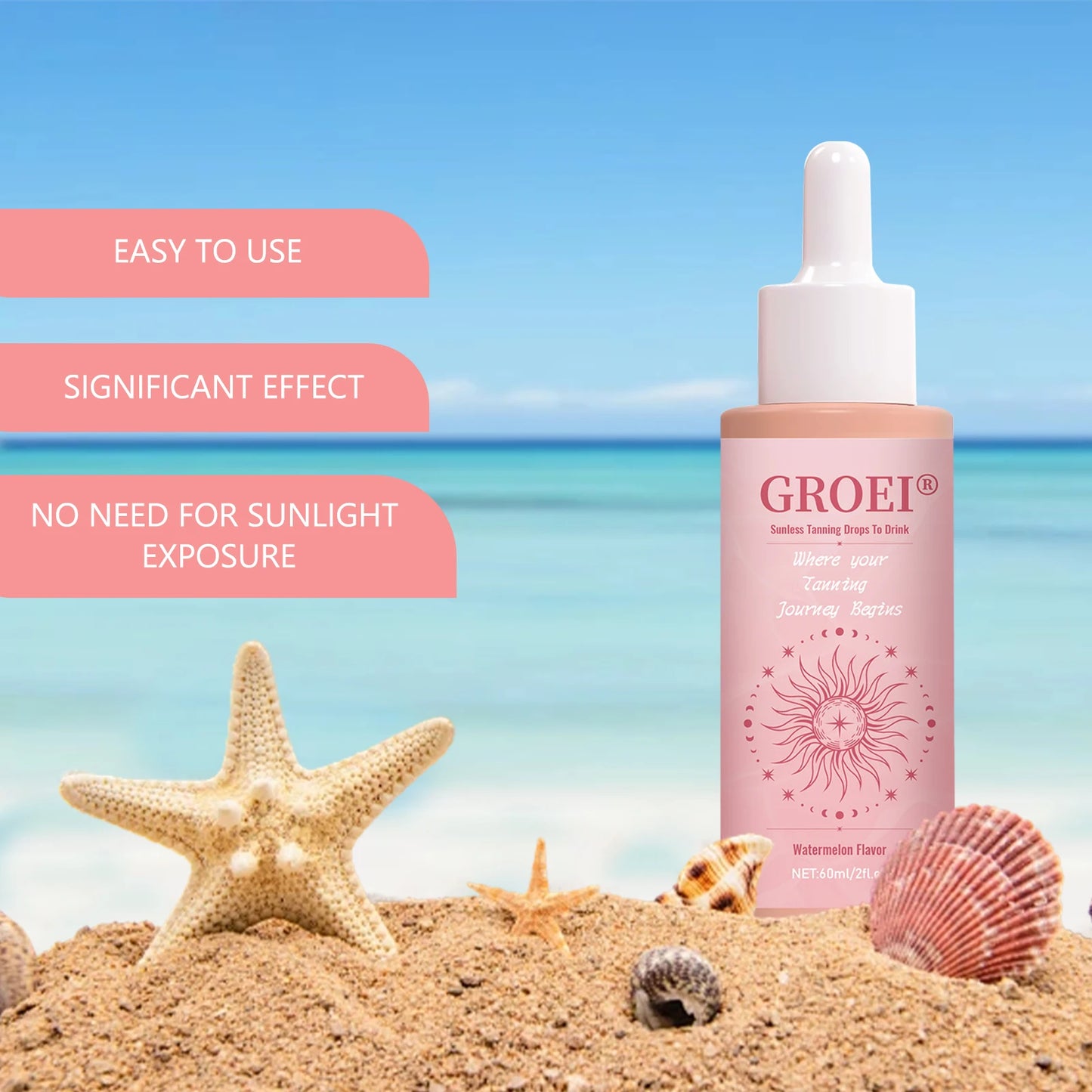 Watermelon Tanning Drops Face Body Long Lasting Bronzer Intensive Bronzing Brown Solarium Sunbeds Moisturizing  Self Tanner
