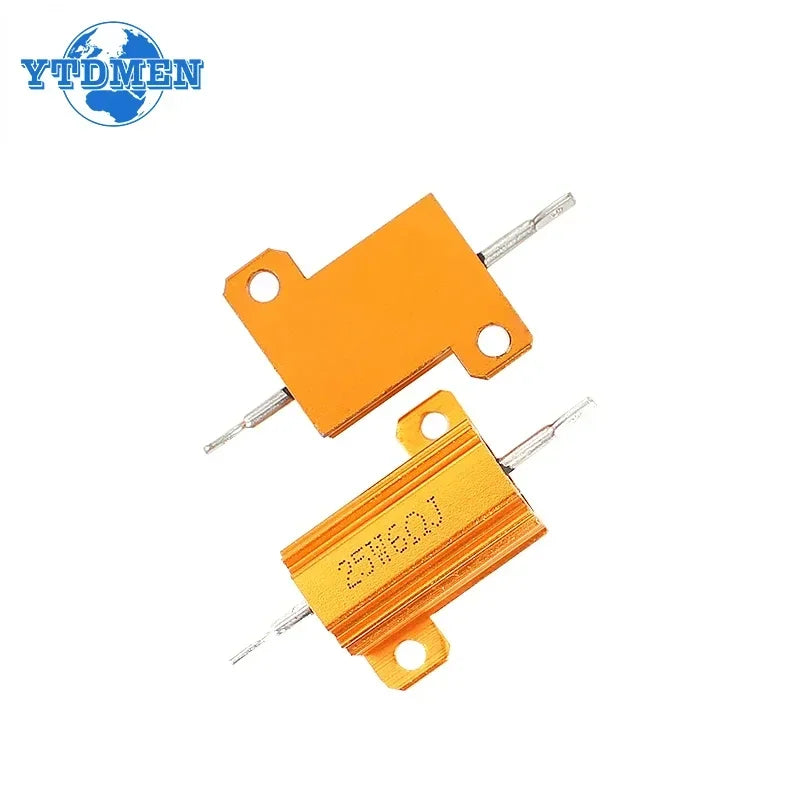 2PCS 100W 50W 25W 10W Aluminum Power Resistor 0.1~1Kohm Metal Shell Case Wirewound  Resistance Load Resistors 4ohm 6ohm 8ohm