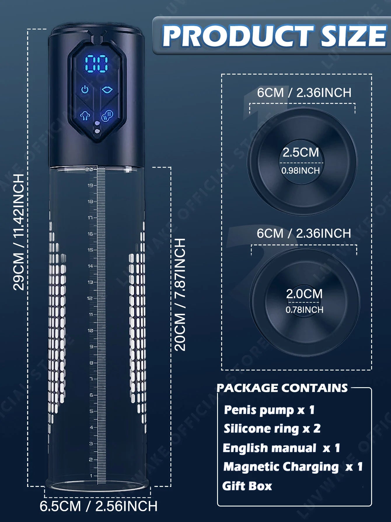 IPX7 Waterproof Electric Penis Pump for Enlargement Man Vacuum Pump Enlargement Extend Pump 4 Suction Levels 2 Silicone Sleeves