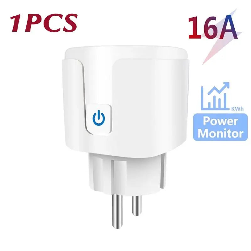 Tuya Smart Wifi Socket 16A/20A EU Smart Plug With Power Monitoring Smart Life APP Remote Control Support Google Assistant Alexa