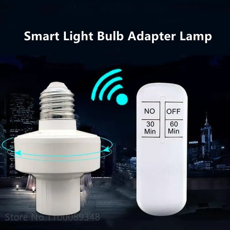 Smart Switch Wireless Remote Control E27 110V-240V Timer LED Lamp Holder Socket ON/OFF 15M Range Smart Device AA Battery Powered